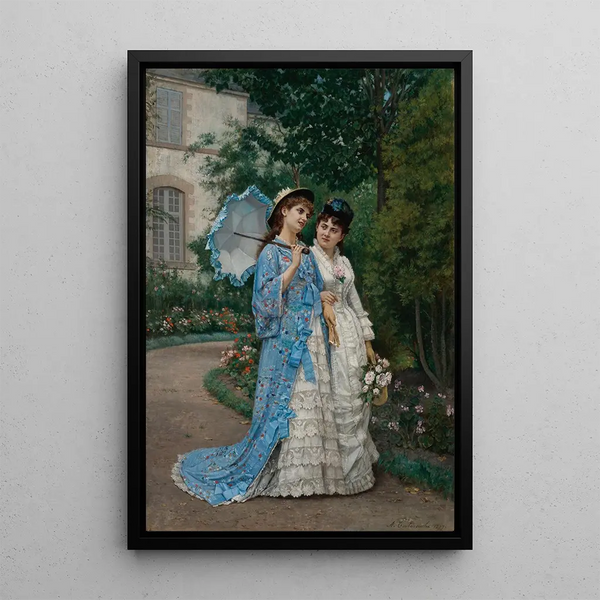 Reproduction of the painting Promenade dans le jardin - Auguste Toulmouche