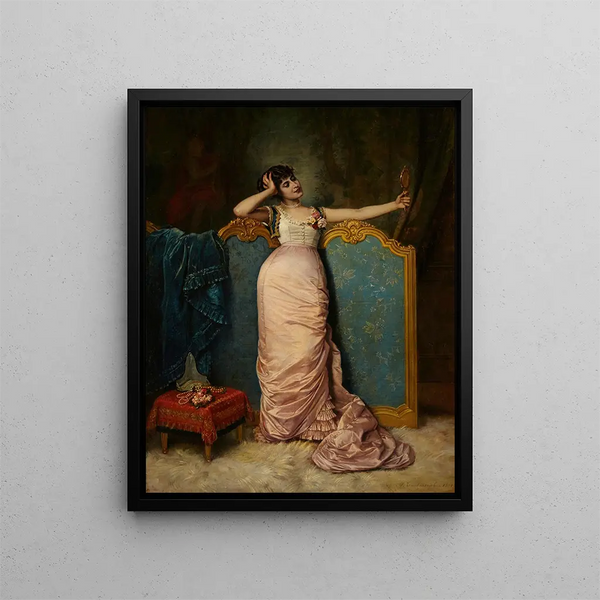 Admirant son apparence - Auguste Toulmouche — framed artwork on a wall