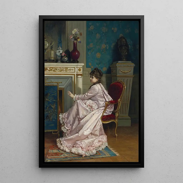 Reproduction of the painting At the fireplace corner - Auguste Toulmouche