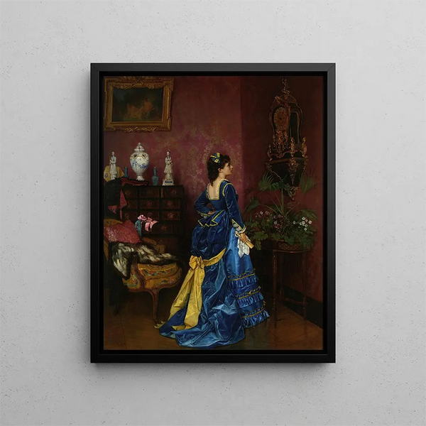 La Robe bleue - Auguste Toulmouche — framed artwork on a wall