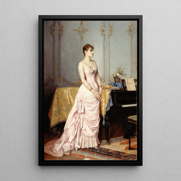Portrait of Rose Caron 1857-1890 singer - Auguste Toulmouche — framed artwork on a wall