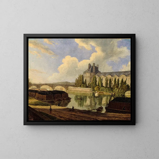 Le pont Royal et le pavillon de Flore vus du quai Voltaire - Auguste Wynantz — framed artwork on a wall