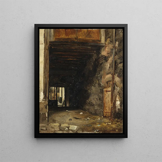 L'entrée d'une cour - Auguste Xavier Leprince — framed artwork on a wall