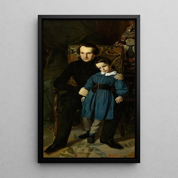 Portrait of Victor Hugo with his son François-Victor Hugo - Auguste de Châtillon — framed artwork on a wall