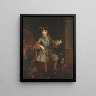 Portrait of Louis XV of France as a child - Augustin Oudart Justinat — framed artwork on a wall