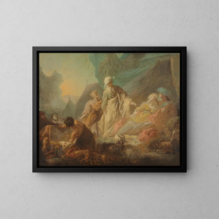 Laban searching for his stolen gods - Augustin de Saint-Aubin — framed artwork on a wall