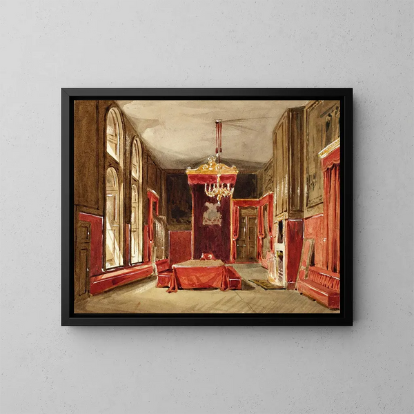 Study for the drawing room of Saint-James in the Microcosm of London - Augustus Charles Pugin — framed artwork on a wall