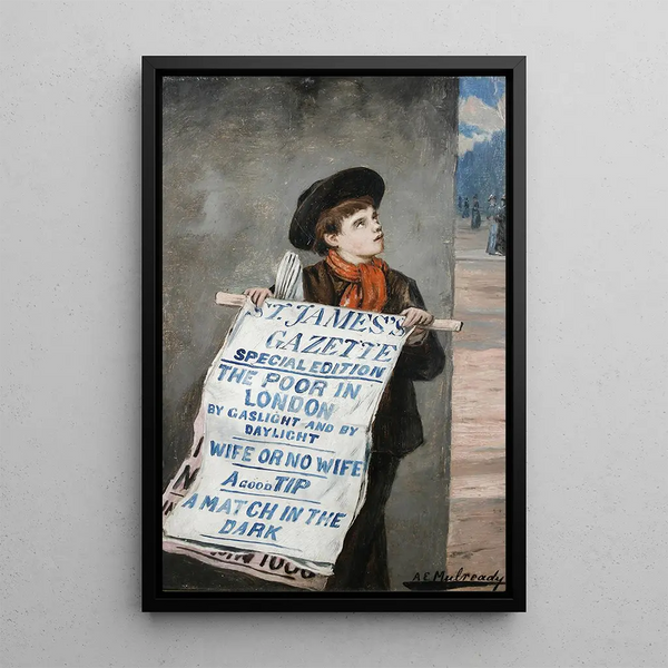Reproduction of the painting A newspaper seller in London - Augustus Edwin Mulready