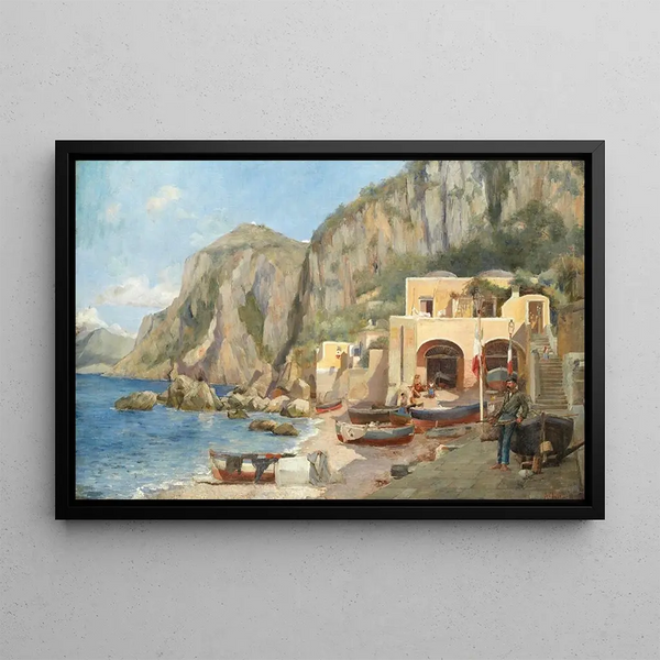 La Plage à Capri - Augustus Tulk — framed artwork on a wall