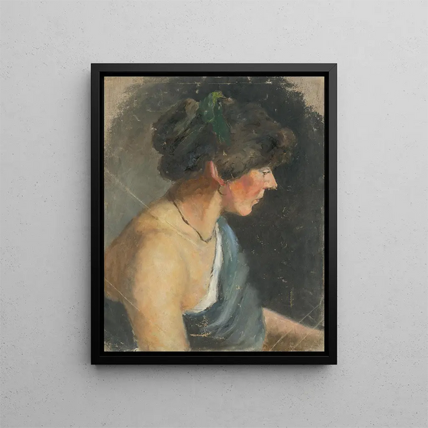 Woman in Green - Aurel Ballo — framed artwork on a wall
