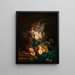 Nature morte aux fleurs et aux pêches - Aurélie Léontine Malbet — framed artwork on a wall