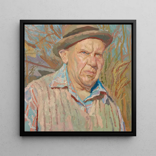 Self-portrait - Stanisław Kamocki — framed artwork on a wall