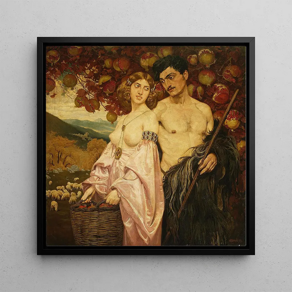 Self-portrait with Sicilian - Edward Okuń — framed artwork on a wall