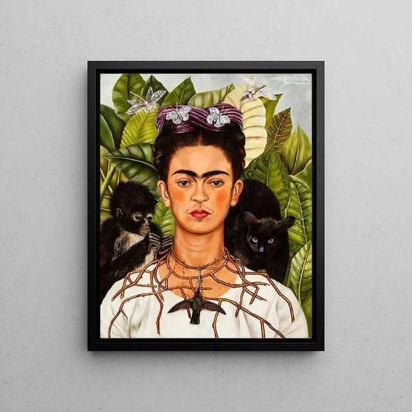 Reproduction of the painting Self-Portrait with a Thorn Necklace - Frida Kahlo