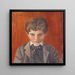 Self-portrait in front of a red background - Egon Schiele — framed artwork on a wall