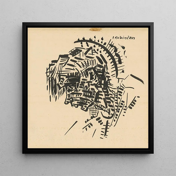 Self-portrait painting with P Kubnan - Arnold Peter Weisz-Kubnan — framed artwork on a wall