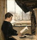 Autoportrait lisant dans l'atelier, également connu sous le nom de L'Étudiant - Émile Friant — artwork view