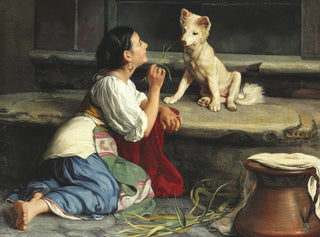 Une Italienne jouant avec un chien - Axel Helsted — artwork view