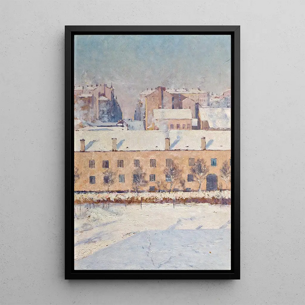 Winter scene, motif from southern Stockholm - Axel Lindman — framed artwork on a wall