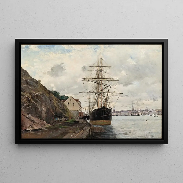 Approche maritime de Stockholm - Axel Lindman — framed artwork on a wall