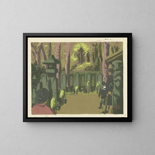 Cemetery of Sengakuji - Azechi Umetaro — framed artwork on a wall