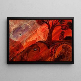 Untitled Painting - B Jesus Newton — framed artwork on a wall