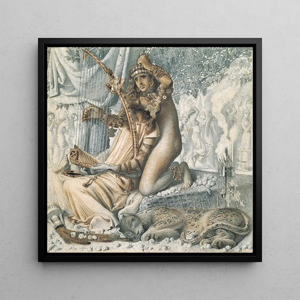 Babylonian Painting was a gold cup - Simeon Solomon — framed artwork on a wall