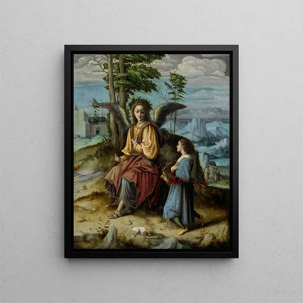 Tobias and the Angel - Bacchiacca — framed artwork on a wall