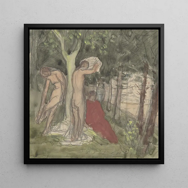 Bathers - Pierre Puvis de Chavannes — framed artwork on a wall