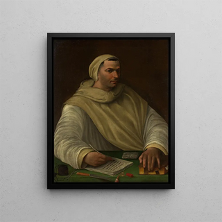 Portrait of an Olivetan monk - Baldassare Peruzzi — framed artwork on a wall