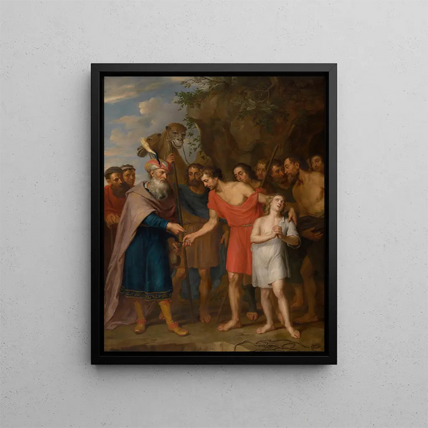 Joseph sold by his brothers - Balthasar Beschey — framed artwork on a wall