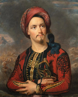 Portrait of a soldier dressed as an Ottoman - Balthasar Charles Larpenteur — artwork view