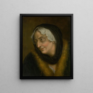 Head of an Old Woman - Balthasar Denner — framed artwork on a wall