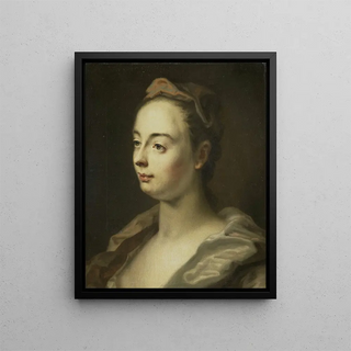Portrait of a Woman - Balthasar Denner — framed artwork on a wall