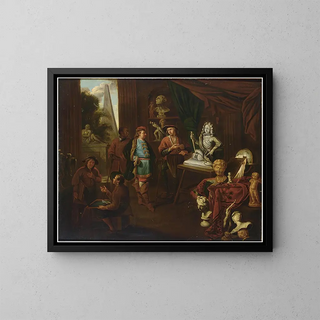Un atelier de sculpteur - Balthasar van den Bossche — framed artwork on a wall