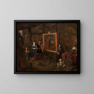 Atelier of a Painter - Balthasar van den Bossche — framed artwork on a wall