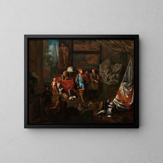 Atelier d'un sculpteur - Balthasar van den Bossche — framed artwork on a wall