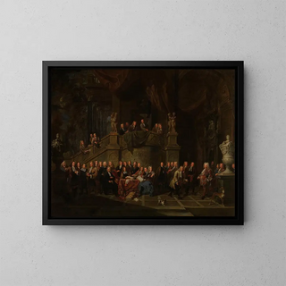 La réception de Jan Karel de Cordes dans la salle de la guilde - Balthasar van den Bossche — framed artwork on a wall