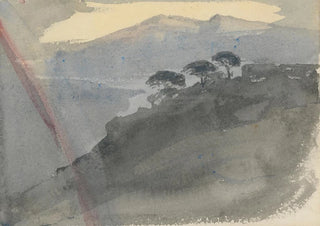 Landscape painting with rainbow - Barbara Bodichon — artwork view