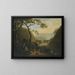 a landscape with hunters near a waterfall - Barend Appelman — framed artwork on a wall