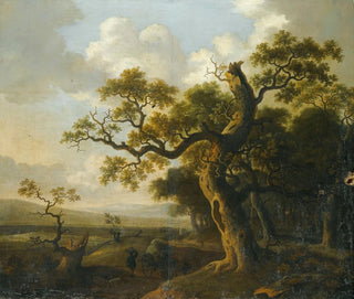 Landscape painting with a cart near an oak tree - Barend Appelman — artwork view