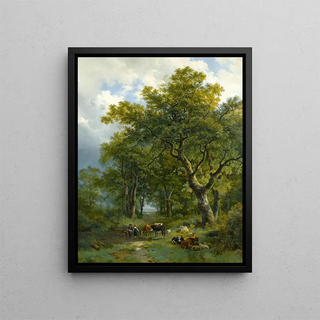 A wooded trail - Barend Cornelis Koekkoek — framed artwork on a wall