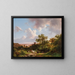 A panoramic landscape with a view of the Middle Rhine and a castle - Barend Cornelis Koekkoek — framed artwork on a wall