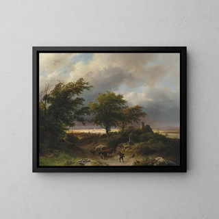 a wooded landscape - Barend Cornelis Koekkoek — framed artwork on a wall
