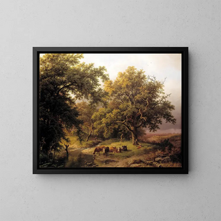 Stream at the Edge of the Woods - Barend Cornelis Koekkoek — framed artwork on a wall
