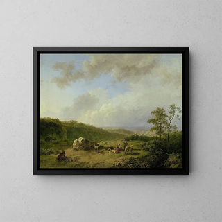 Landscape with a Threatening Rainstorm - Barend Cornelis Koekkoek — framed artwork on a wall