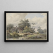 Landscape with Stone Bridge near a House - Barend Cornelis Koekkoek — framed artwork on a wall
