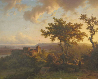 Landscape wooded with a castle - Barend Cornelis Koekkoek — artwork view