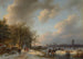 Skaters on a Navigable Waterway with a Koek-en-Zopie Beyond - Barend Cornelis Koekkoek — artwork view