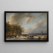 Skaters on a Navigable Waterway with a Koek-en-Zopie Beyond - Barend Cornelis Koekkoek — framed artwork on a wall